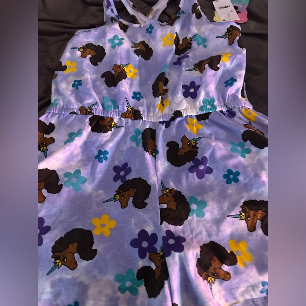 NWT Girls Unicorn Shorts Romper Outfit Size xl 14